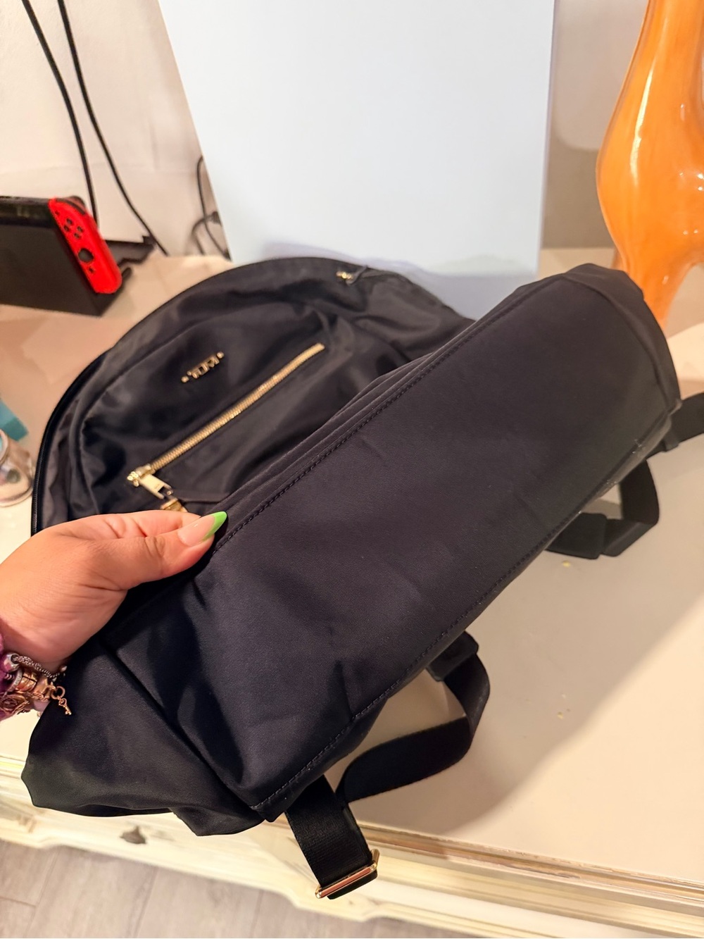 ONE DAY SALE 🫶🏻Tumi Black Nylon Backpack with Gold-Tone Hardware - Picture 10 of 16